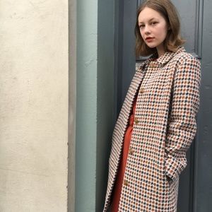 APC Lilli tweed wool checked coat retail $635